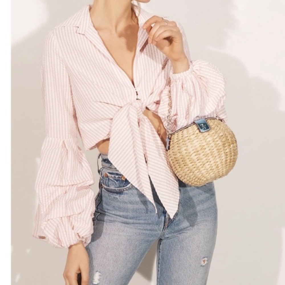 Pink and white Petersyn Silvia cropped top